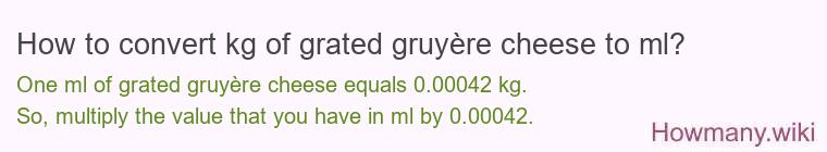 How to convert kg of grated gruyÃ¨re cheese to ml?