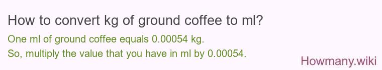 How to convert kg of ground coffee to ml? How to convert kg of ground coffee to ml?