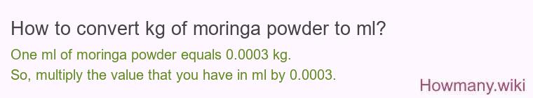 How to convert kg of moringa powder to ml?