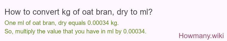 How to convert kg of oat bran, dry to ml?
