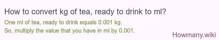How to convert kg of tea, ready to drink to ml?