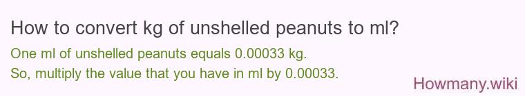 How to convert kg of unshelled peanuts to ml?