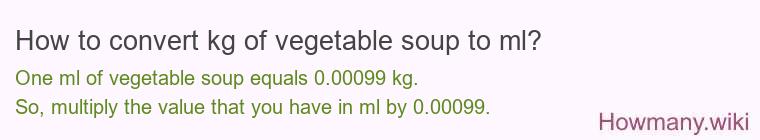 How to convert kg of vegetable soup to ml?