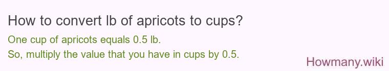 How to convert lb of apricots to cups?