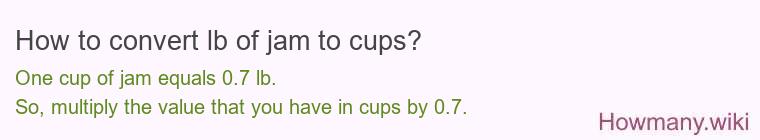 How to convert lb of jam to cups? How to convert lb of jam to cups?