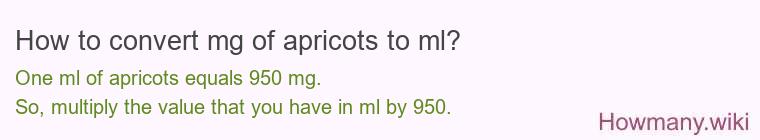 How to convert mg of apricots to ml?