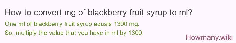 How to convert mg of blackberry fruit syrup to ml? How to convert mg of blackberry fruit syrup to ml?