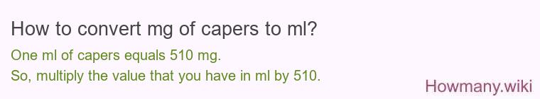 How to convert mg of capers to ml? How to convert mg of capers to ml?