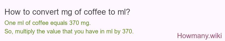 How to convert mg of coffee to ml?