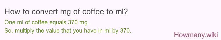 How to convert mg of coffee to ml? How to convert mg of coffee to ml?