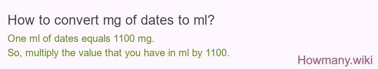 How to convert mg of dates to ml? How to convert mg of dates to ml?