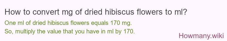 How to convert mg of dried hibiscus flowers to ml?