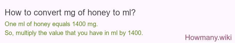 How to convert mg of honey to ml? How to convert mg of honey to ml?