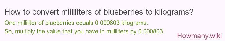 How to convert milliliters of blueberries to kilograms? How to convert milliliters of blueberries to kilograms?