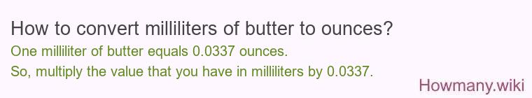 How to convert milliliters of butter to ounces?