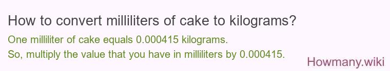 How to convert milliliters of cake to kilograms?