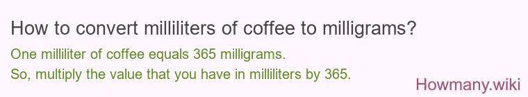 How to convert milliliters of coffee to milligrams?
