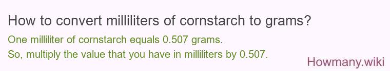 How to convert milliliters of cornstarch to grams?