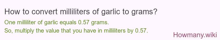 How to convert milliliters of garlic to grams?
