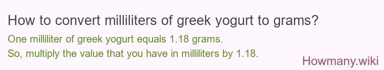 How to convert milliliters of greek yogurt to grams?