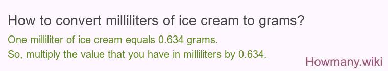 How to convert milliliters of ice cream to grams? How to convert milliliters of ice cream to grams?