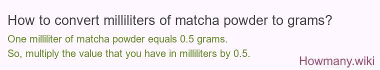 How to convert milliliters of matcha powder to grams?