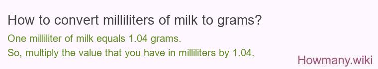 How to convert milliliters of milk to grams?