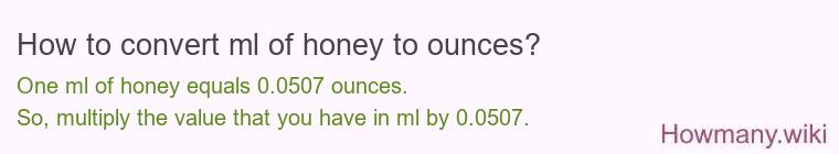 How to convert ml of honey to ounces?