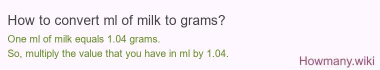 How to convert ml of milk to grams?