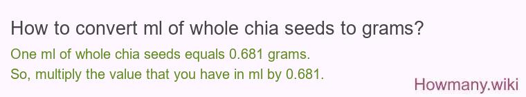 How to convert ml of whole chia seeds to grams?