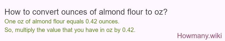 How to convert ounces of almond flour to oz? How to convert ounces of almond flour to oz?