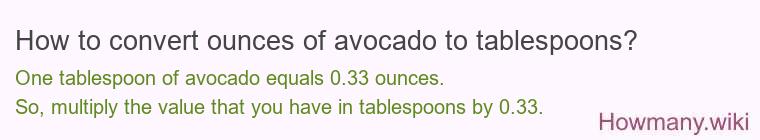 How to convert ounces of avocado to tablespoons?