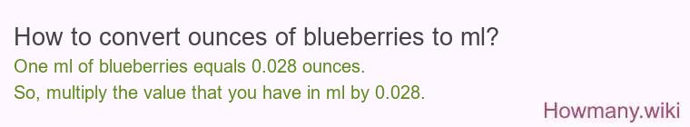 How to convert ounces of blueberries to ml?