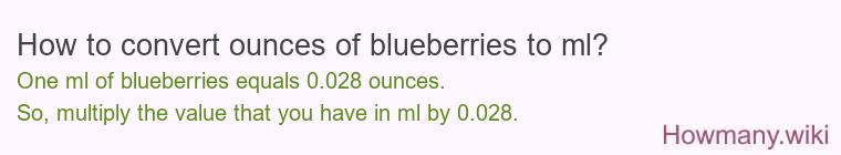 How to convert ounces of blueberries to ml? How to convert ounces of blueberries to ml?