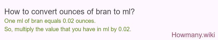 How to convert ounces of bran to ml?