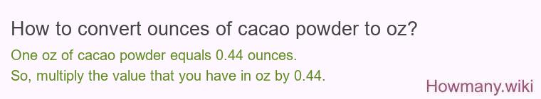How to convert ounces of cacao powder to oz?