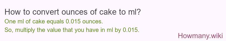 How to convert ounces of cake to ml? How to convert ounces of cake to ml?