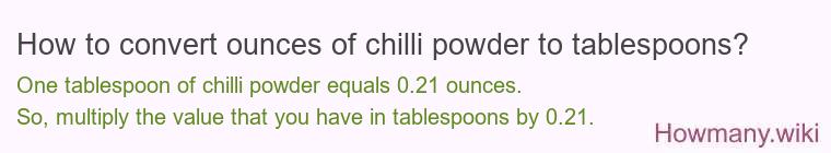 How to convert ounces of chilli powder to tablespoons?