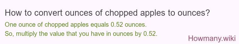 How to convert ounces of chopped apples to ounces?