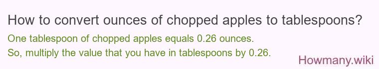 How to convert ounces of chopped apples to tablespoons?