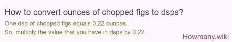 How to convert ounces of chopped figs to dsps? How to convert ounces of chopped figs to dsps?
