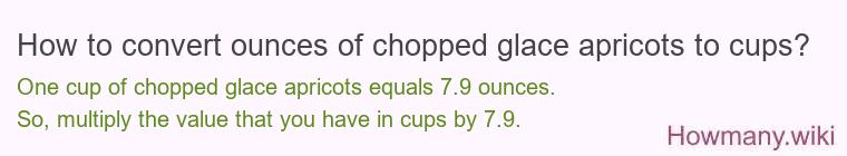 How to convert ounces of chopped glace apricots to cups?