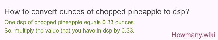 How to convert ounces of chopped pineapple to dsp?