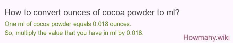 How to convert ounces of cocoa powder to ml?