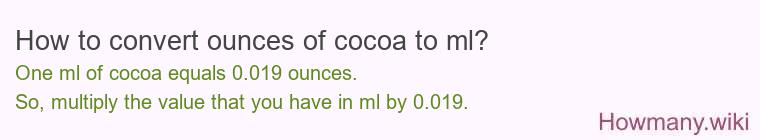 How to convert ounces of cocoa to ml?