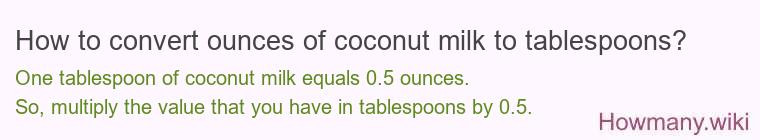 How to convert ounces of coconut milk to tablespoons? How to convert ounces of coconut milk to tablespoons?