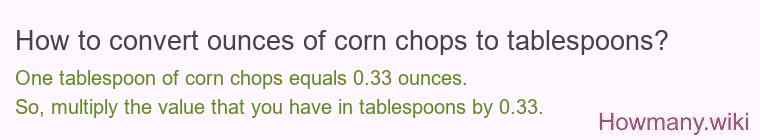 How to convert ounces of corn chops to tablespoons?
