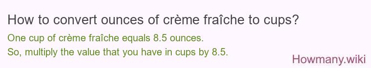 How to convert ounces of crème fraîche to cups?