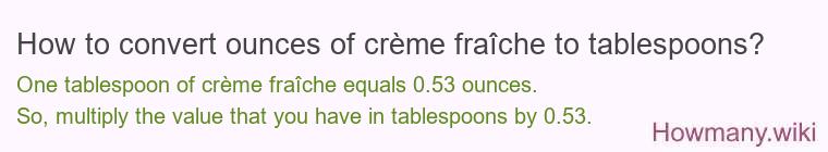 How to convert ounces of crème fraîche to tablespoons?