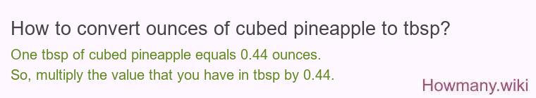 How to convert ounces of cubed pineapple to tbsp?